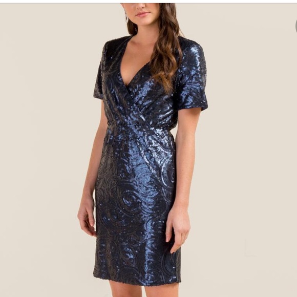Francesca's Collections Dresses & Skirts - Francesca’s Blue Sequin Crossover Delaney Dress NWOT